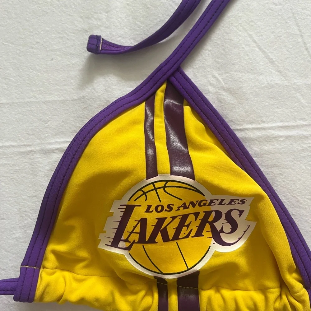 Vintage Los Angeles Lakers Yellow and Purple Bikini Top - Picture 2 of 4